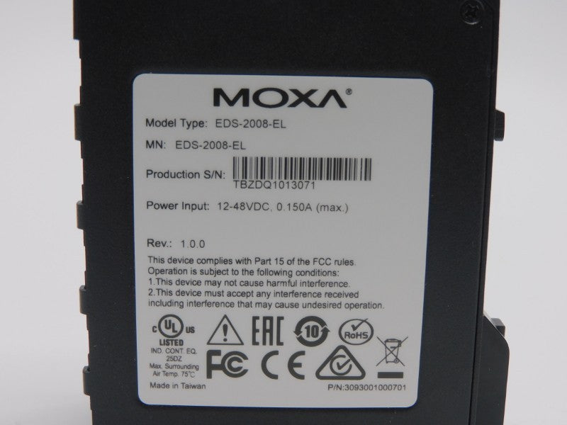 MOXA EDS-2008-EL F/W V1.0.0 12-48VDC 0.150A NSMP