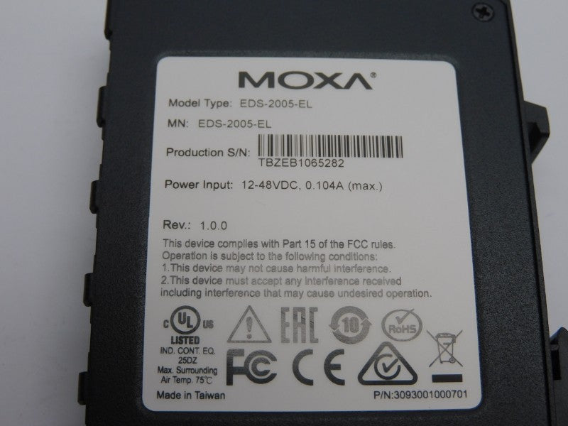 MOXA EDS-2005-EL F/W V1.0.0 12-48VDC 0.104A NSMP