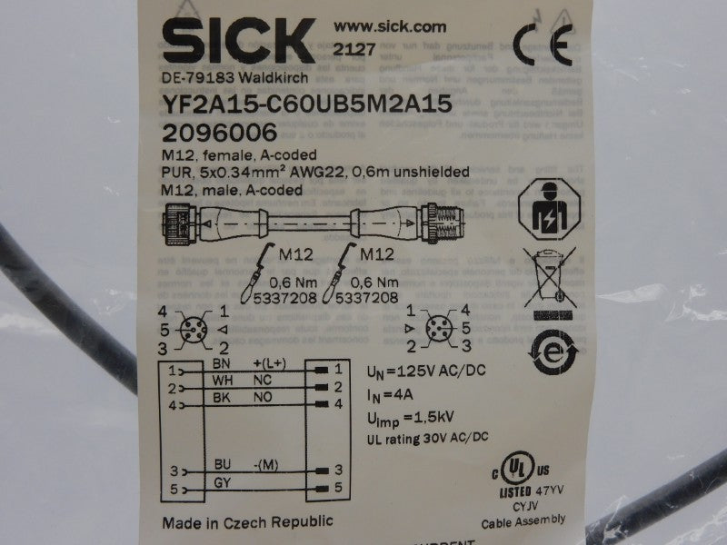 SICK YF2A15-C60UB5M2A15 2096006 125V 4A NSMP