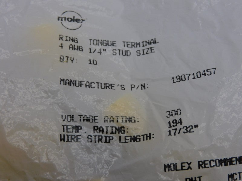 MOLEX 190710457 300V (PKG OF 10) NSMP