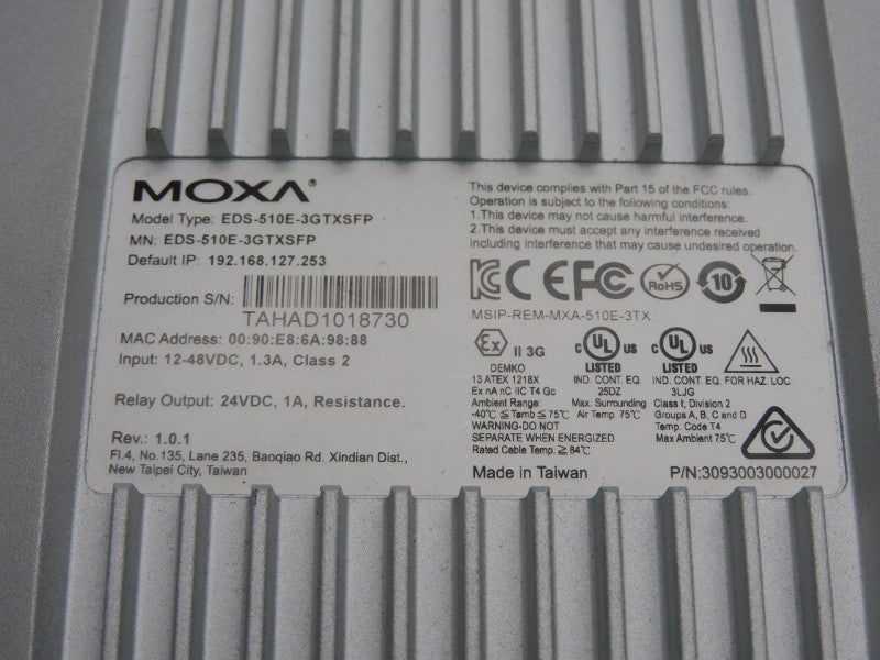 MOXA EDS-510E-3GTXSFP REV. 1.0.1 24VDC 1.3A NSNP