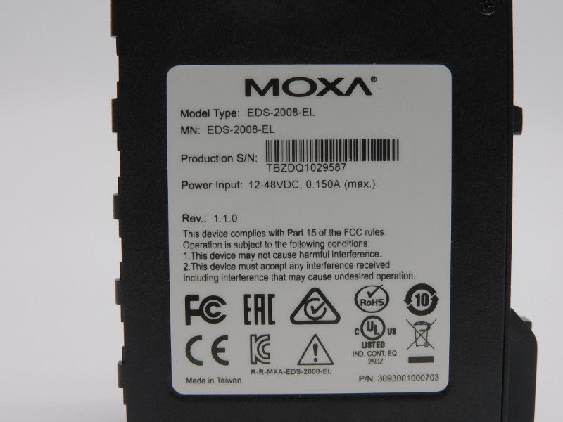 MOXA EDS-2008-EL 12-48VDC 0.150A REV. 1.1.0 NSNP
