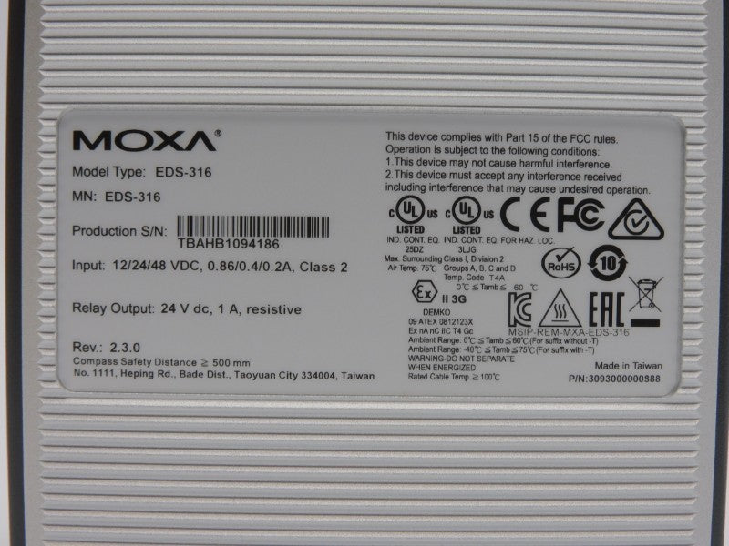 MOXA EDS-316 REV. 2.3.0 48VDC 1A NSMP