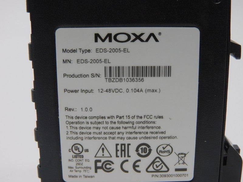 MOXA EDS-2005-EL REV. 1.0.0 12-48VDC 0.104A NSNP
