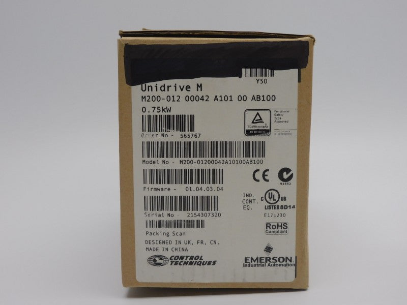 CONTROL TECHNIQUES M200-01200042A10100AB100 F/W 01.04.03.04 0-240V 10.4A NSMP