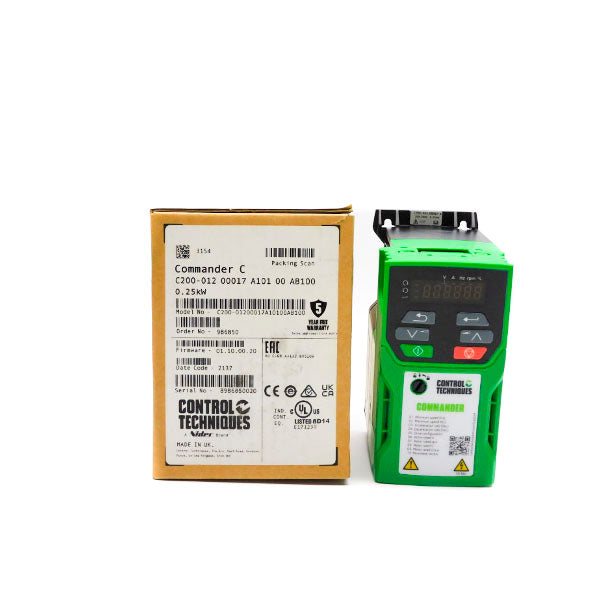 CONTROL TECHNIQUES C200-01200017A10100AB100 F/W 01.10.00.20 0-240V 4.5A NSMP