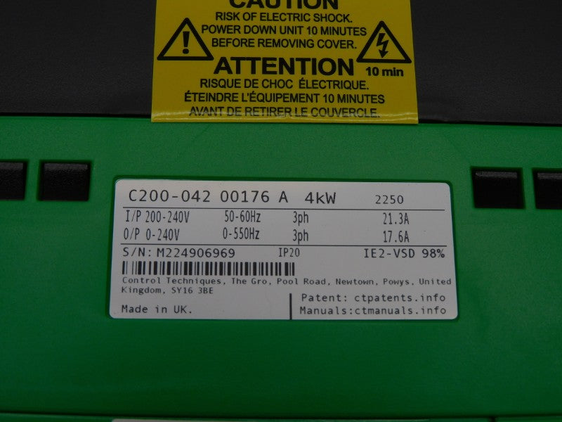CONTROL TECHNIQUES C200-04200176A10100AB100 F/W 01.11.02.04 0-240V 21.3A NSMP