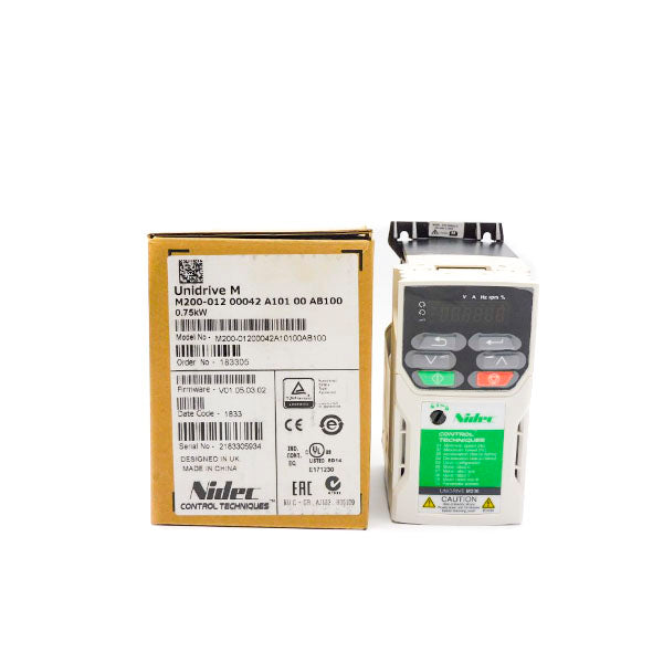 CONTROL TECHNIQUES M200-01200042A10100AB100 F/W V01.05.03.02 0-240V 10.4A NSMP
