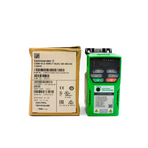 CONTROL TECHNIQUES C200-01200017A10100AB100 F/W V01.06.00.02 0-240V 4.5A NSMP