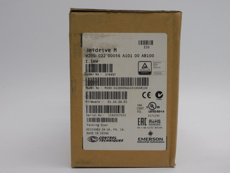 CONTROL TECHNIQUES M200-02200056A10100AB100 F/W 01.04.04.02 0-240V 14.9A NSMP
