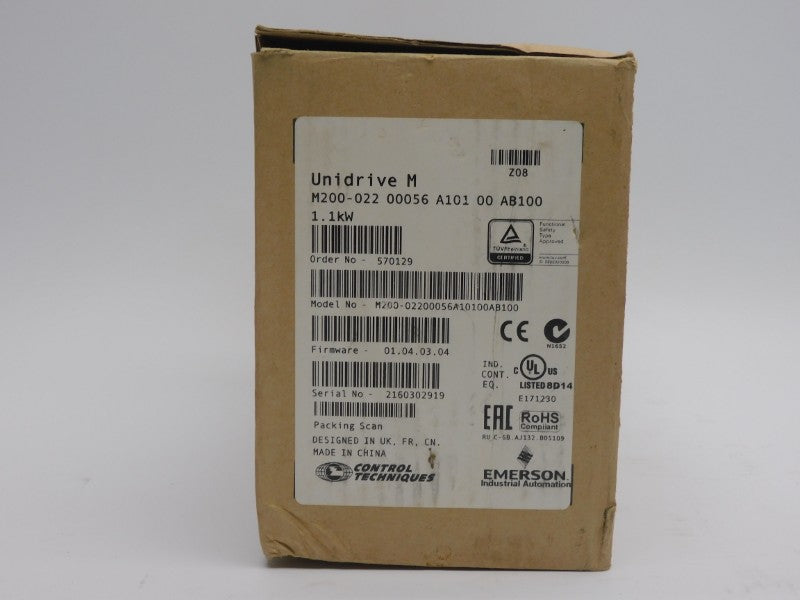 CONTROL TECHNIQUES M200-02200056A10100AB100 F/W 01.04.03.04 0-240V 14.9A NSMP