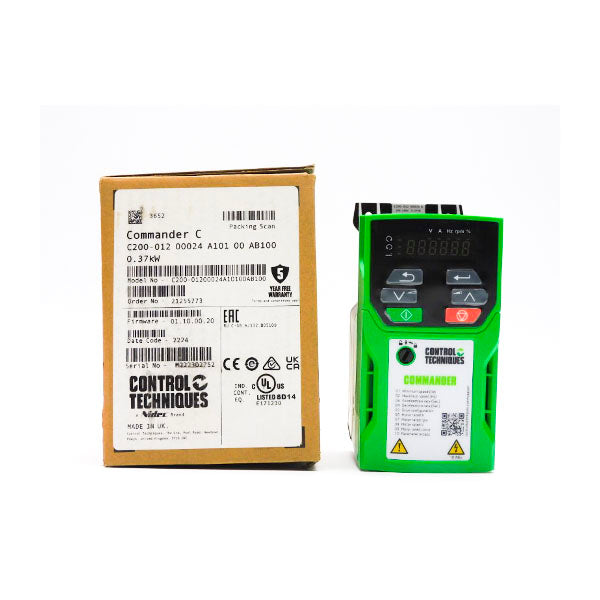 CONTROL TECHNIQUES C200-01200024A10100AB100 F/W 01.10.00.20 0-240V 5.3A NSMP