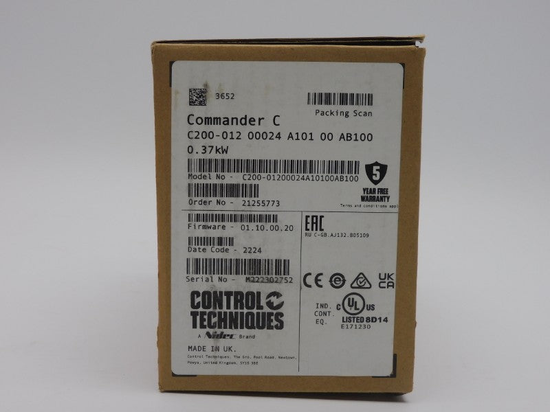 CONTROL TECHNIQUES C200-01200024A10100AB100 F/W 01.10.00.20 0-240V 5.3A NSMP