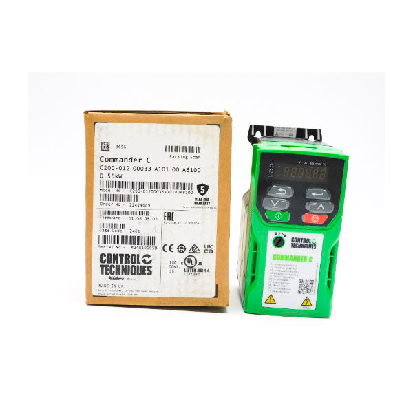 CONTROL TECHNIQUES C200-01200033A10100AB100 F/W 01.06.05.02 0-240V 8.3A NSMP