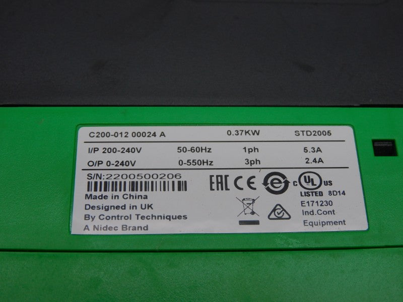 CONTROL TECHNIQUES C200-01200024A 0-240V 5.3A (NO COVER) UNMP