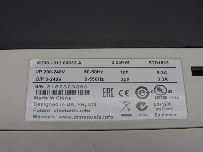 CONTROL TECHNIQUES M200-01200033A 0-240V 8.3A UNMP