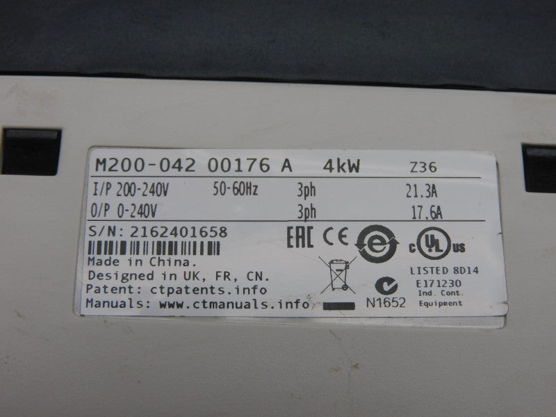 CONTROL TECHNIQUES M200-04200176A 0-240V 21.3A (NO COVER) UNMP