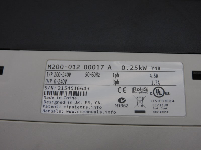 CONTROL TECHNIQUES M200-01200017A 0-240V 4.5A UNMP