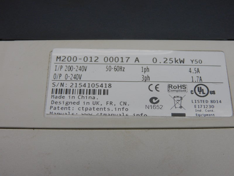 CONTROL TECHNIQUES M200-01200017A 0-240V 4.5A (AS PICTURED) UNMP