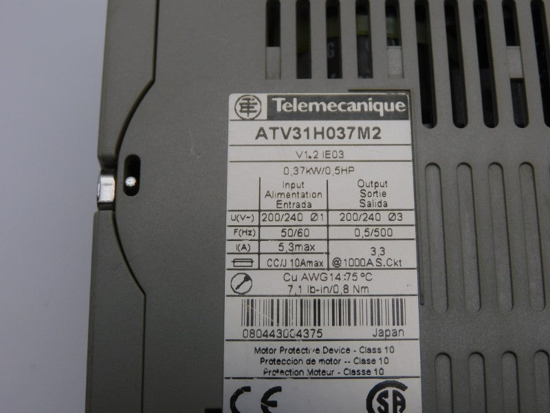 TELEMECANIQUE ATV31H037M2 V1.2 200/240V 5.3A UNMP