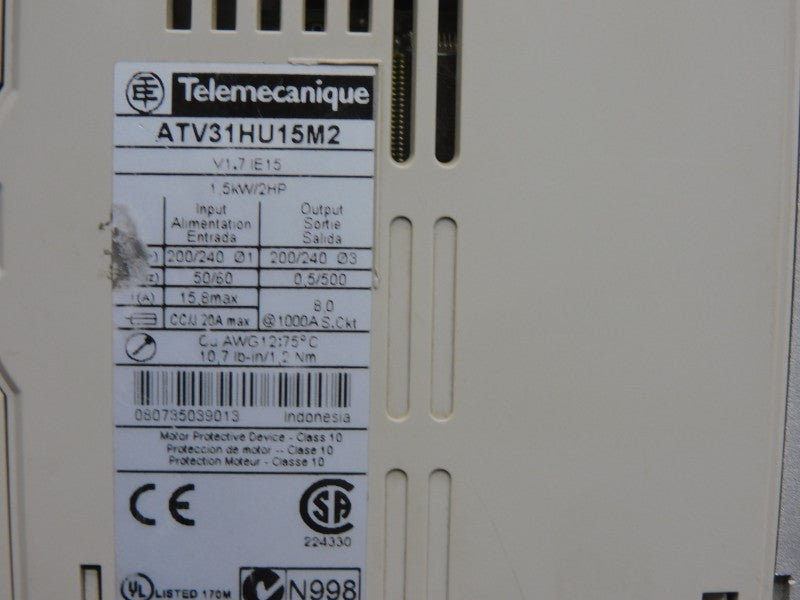 TELEMECANIQUE ATV31HU15M2 V1.7 200/240V 15.8A UNMP