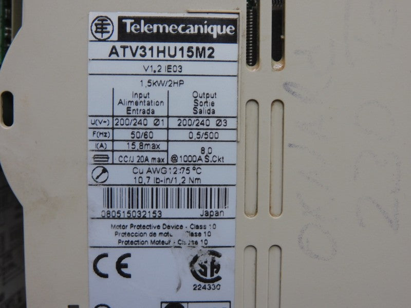 TELEMECANIQUE ATV31HU15M2 V1.2 200/240V 15.8A (AS PICTURED) UNMP