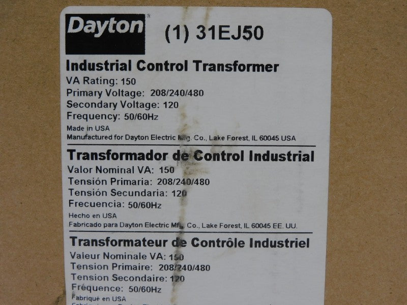 DAYTON 31EJ50 480V NSFS