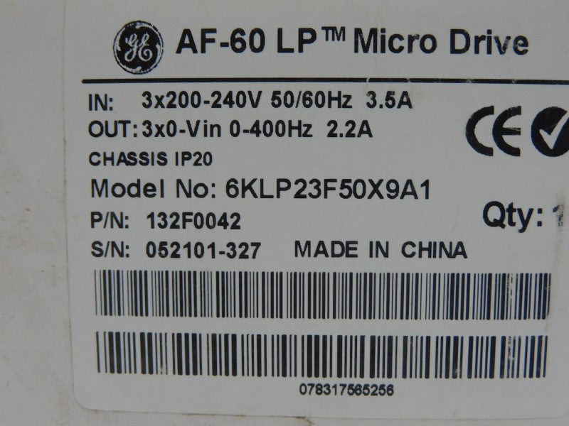 GENERAL ELECTRIC 6KLP23F50X9A1 200-240V 3.5A NSMP