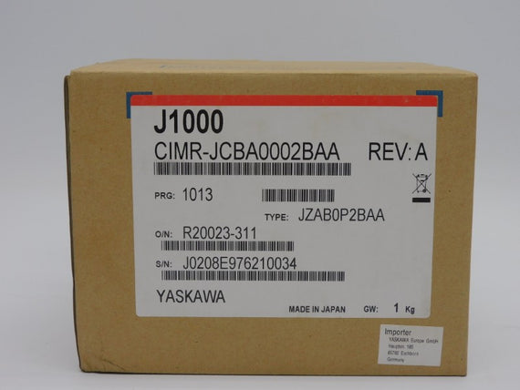 YASKAWA CIMR-JCBA0002BAA REV. A 0-240V 3.6A/2.8A NSMP