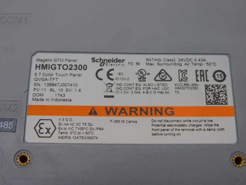 SCHNEIDER ELECTRIC HMIGTO2300 24VDC 0.43A NSMP