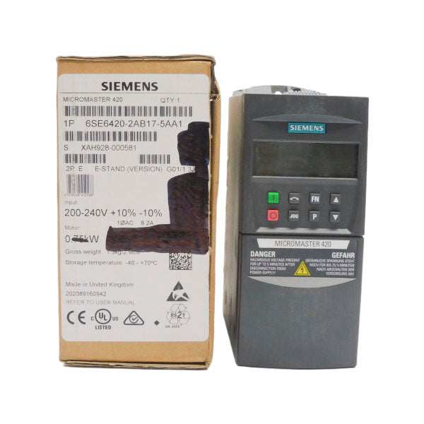 SIEMENS 6SE6420-2AB17-5AA1 VER. 1.31 200-240V 8.2A NSMP