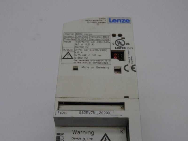 LENZE E82EV751K2C200 230/240V 9.0A UNMP
