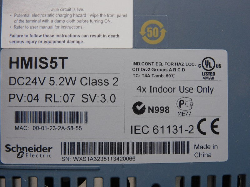 SCHNEIDER ELECTRIC HMIS5T VER. 3.0 24VDC UNMP