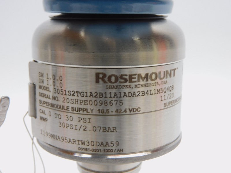 ROSEMOUNT 3051S2TG1A2B11A1ADA2B4L1M5Q4Q8 F/W 1.0.0 10.5-42.4VDC 30PSI NSNP