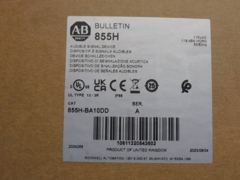 ALLEN BRADLEY 855H-BA10DD SER. A 115VAC (BR/WH) NSMP