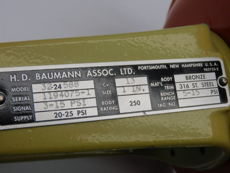 H.D. BAUMANN 32-24588 3-15PSI 1" NSNP