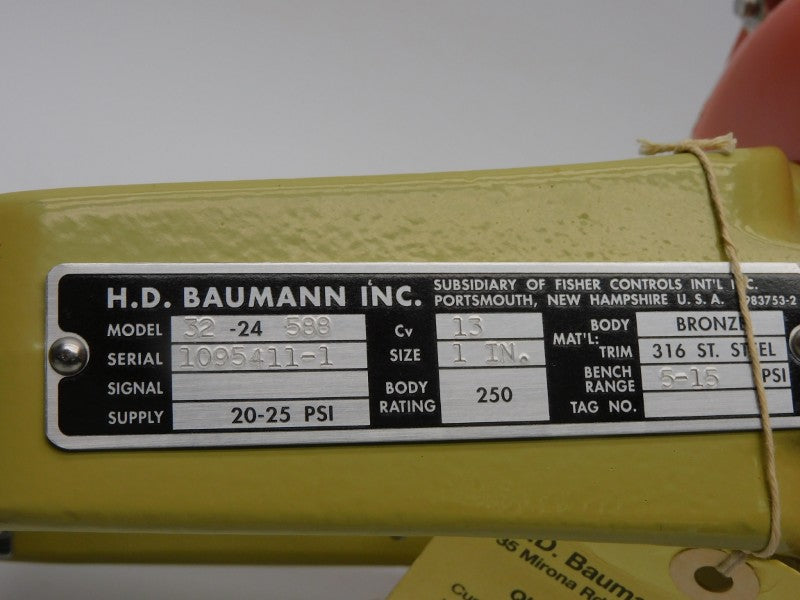 H.D. BAUMANN 32-24588 20-25PSI 1" NSNP