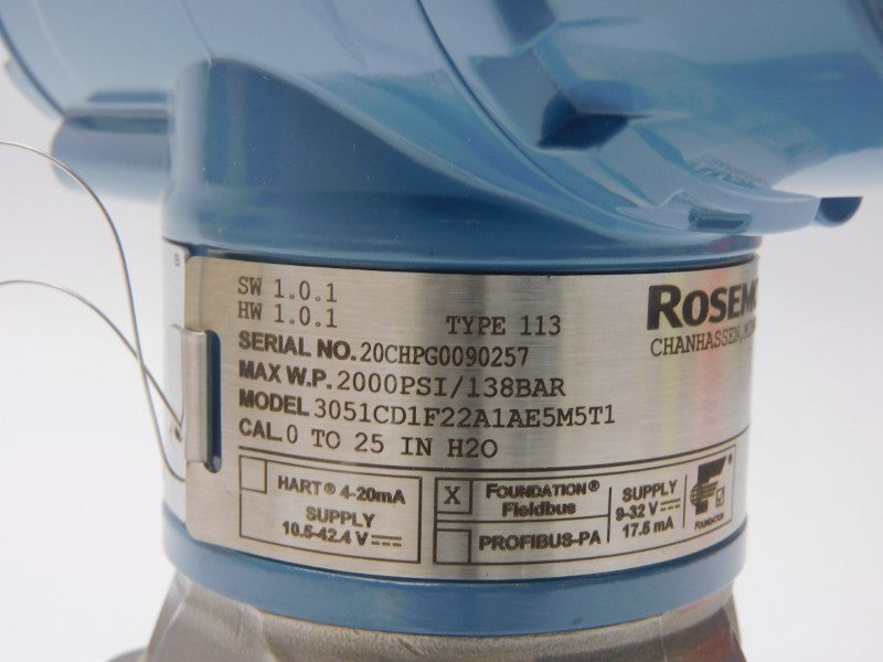 ROSEMOUNT 3051CD1F22A1AE5M5T1 9-32V 2000PSI NSMP