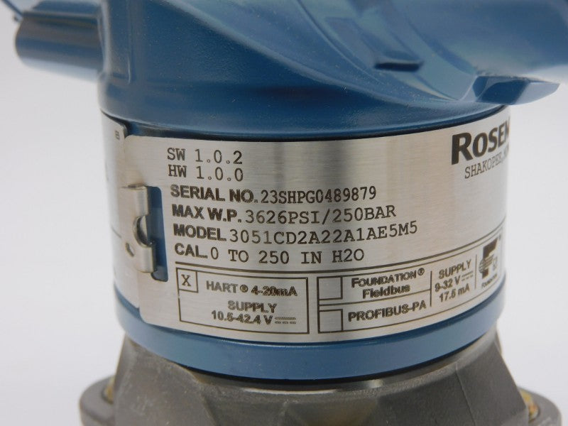 ROSEMOUNT 3051CD2A22A1AE5M5 10.5-42.4V 3626PSI NSMP