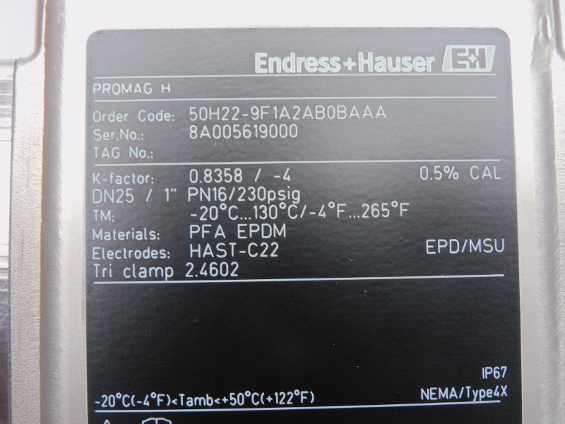 ENDRESS+HAUSER 50H22-9F1A2AB0BAAA 85-260VAC 230PSI NSMP