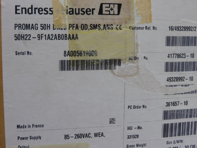 ENDRESS+HAUSER 50H22-9F1A2AB0BAAA 85-260VAC 230PSI NSMP