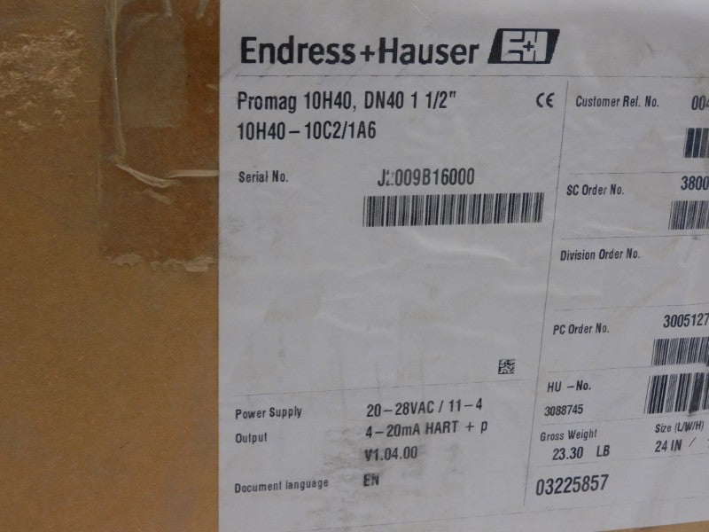 ENDRESS+HAUSER 10H40-10C2/1A6 VER. 1.04.00 20-28VAC NSMP