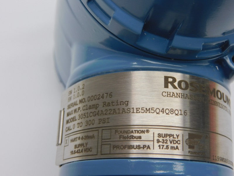 ROSEMOUNT 3051CG4A22A1AS1E5M5Q4Q8Q16 10.5-42.4VDC 300PSI NSMP