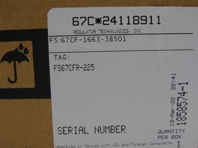 FISHER 67CFR 67CF-1663-38501 0-60PSI (AS IS) NSMP