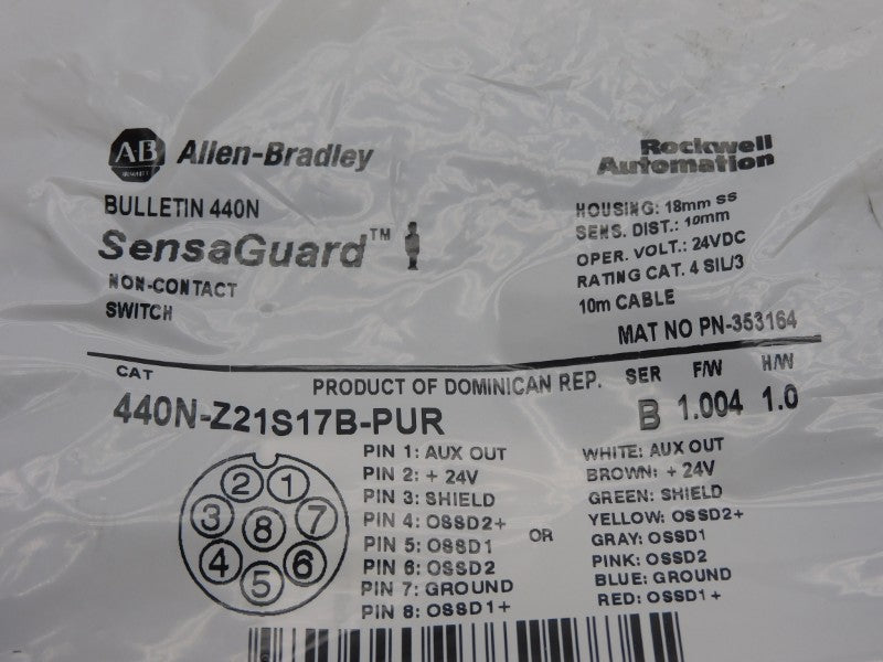 ALLEN BRADLEY 440N-Z21S17B-PUR SER. B F/W 1.004 24VDC NSMP