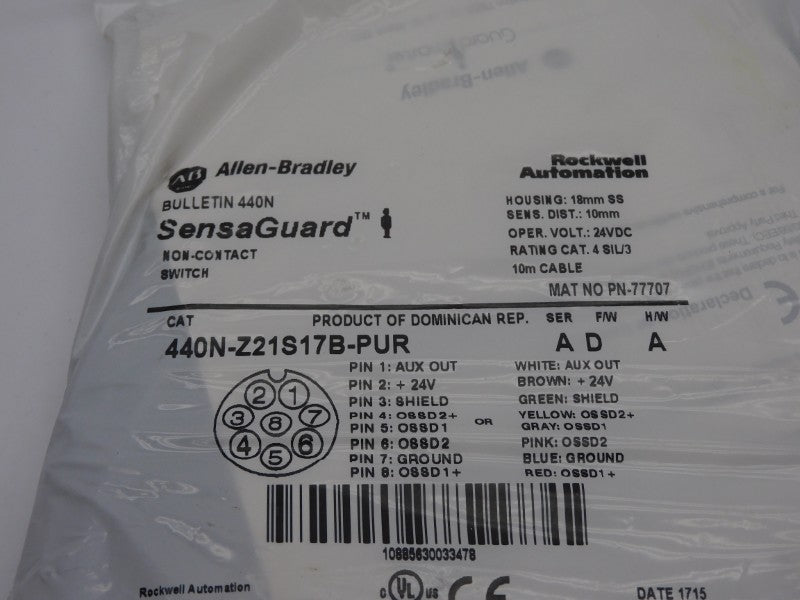 ALLEN BRADLEY 440N-Z21S17B-PUR SER. A F/W D 24VDC NSMP