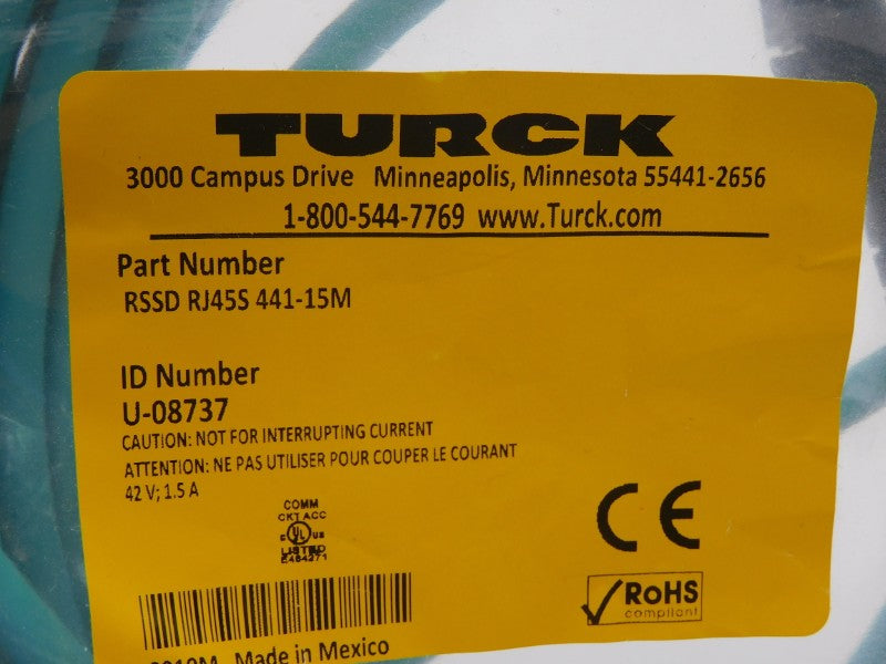 TURCK RSSDRJ45S441-15M U-08737 42V 1.5A NSMP