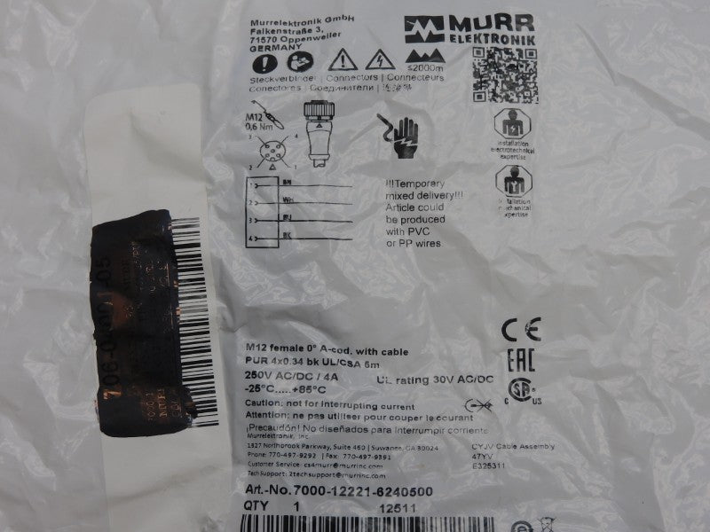 MURR ELEKTRONIK 7000-12221-6240500 250VAC/DC 4A NSMP