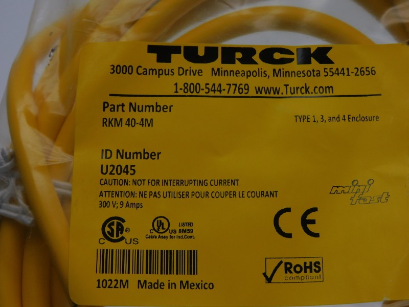 TURCK RKM40-4M U2045 300V 9A NSMP