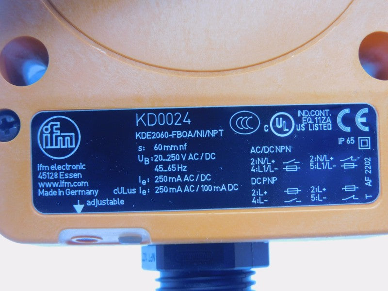 IFM EFECTOR KD0024 KDE2060-FBOA/NI/NPT 20-250VAC/DC NSMP